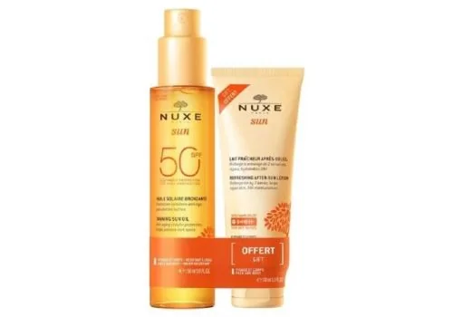 Nuxe Sun Olio Solare Abbronzante spf50 150ml + Lozione Doposole 100ml Pelle Secca e Sensibile