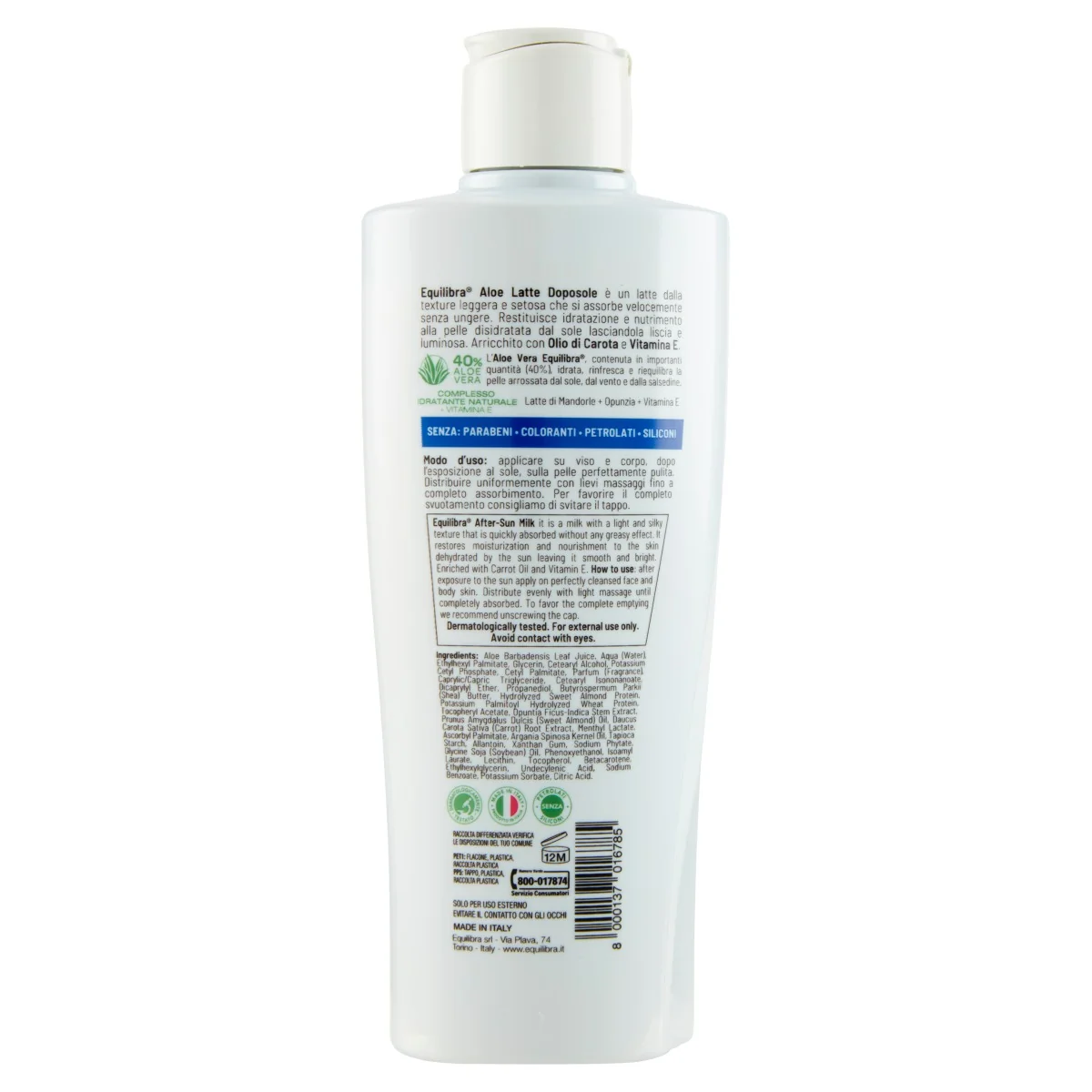 Equilibra Aloe Latte Doposole 200 ml Idratante