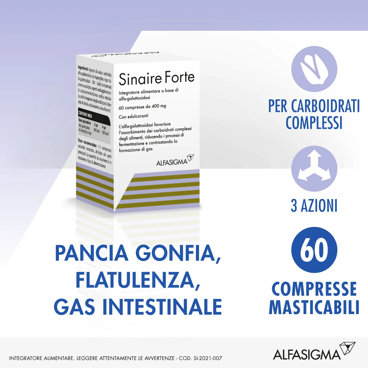 Sinaire Forte 60 Compresse Contro i Gas Intestinali