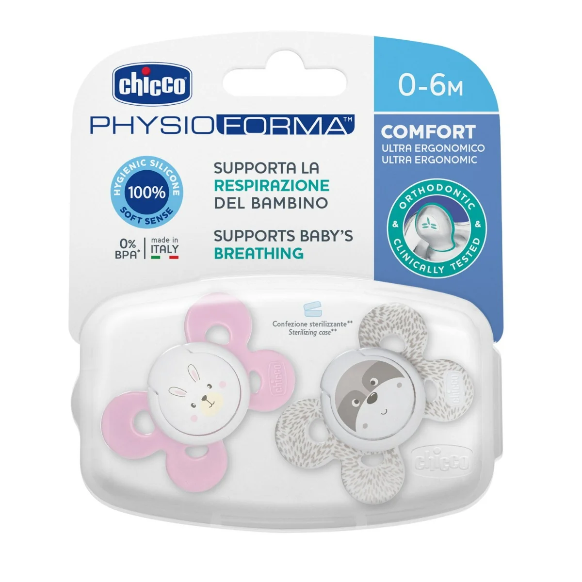 Chicco Succhietto Comfort Girl Silicone 2 Pezzi 0-6 mesi