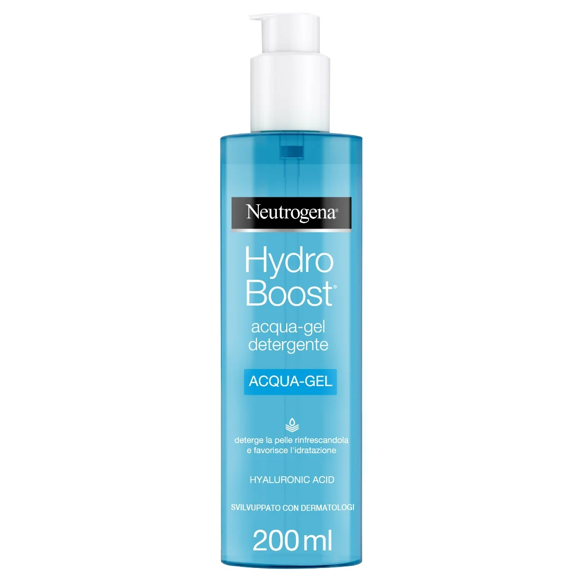 Neutrogena Hydro Boost Acqua Gel Detergente Viso 200 ml Detergente Schiumogeno ad Azione Struccante