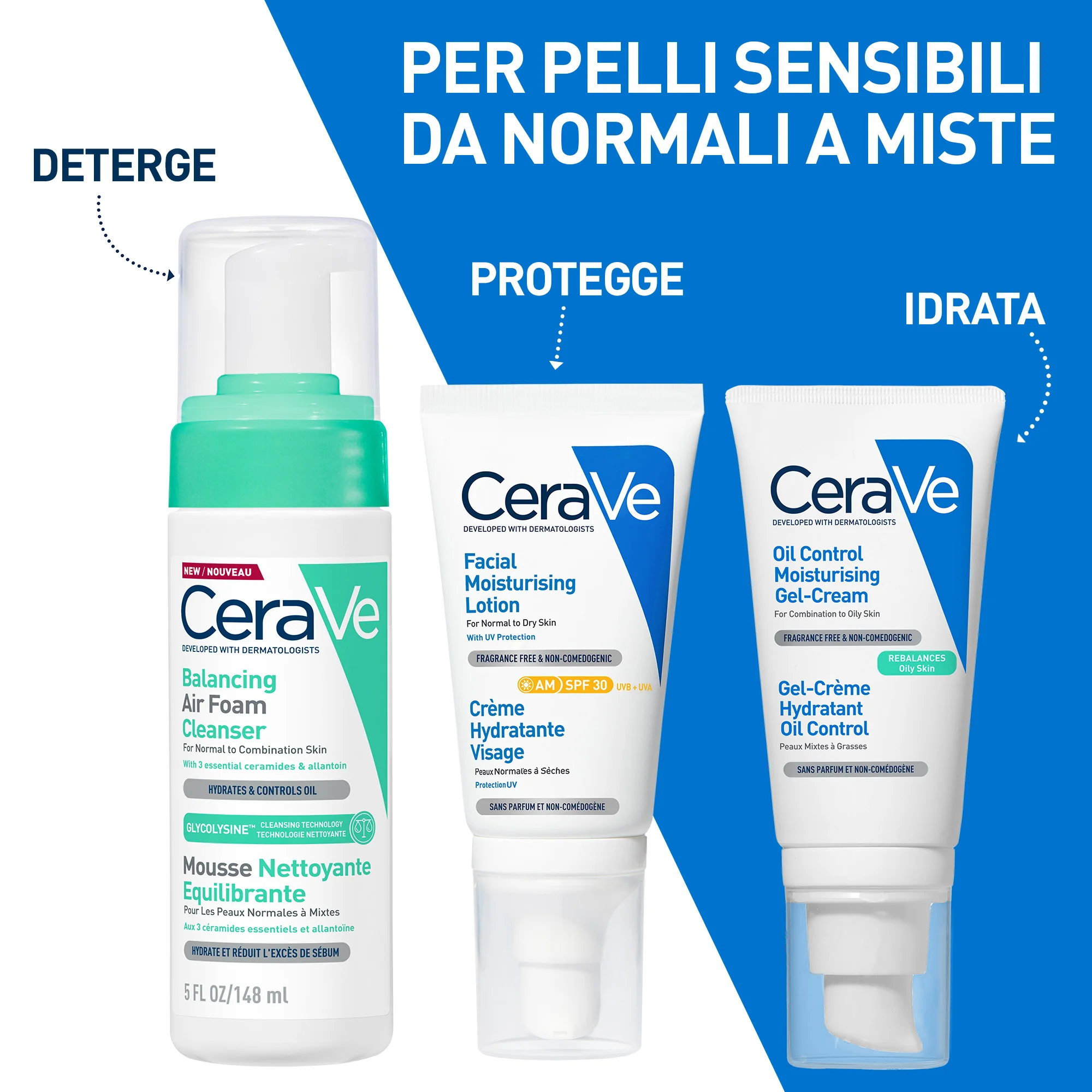 Cerave Detergente Mousse Riequilibrante 148 ml Pelle da Normale a Mista