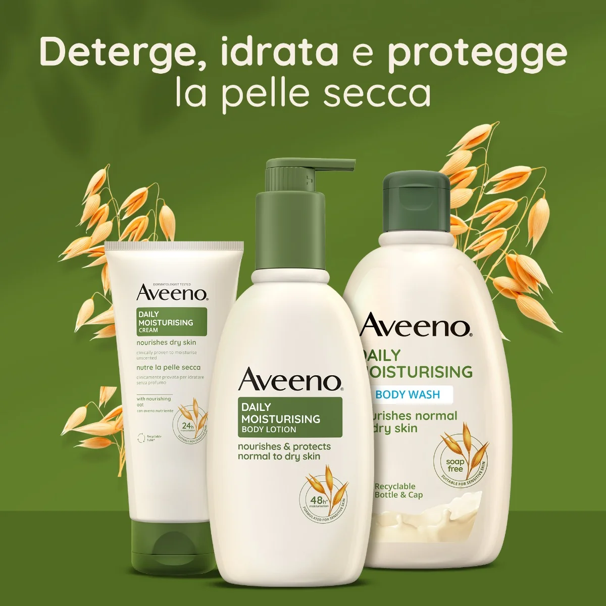 Aveeno Daily Moisturising Crema Idratante 100 ml Crema Corpo per Pelli da Normali a Secche