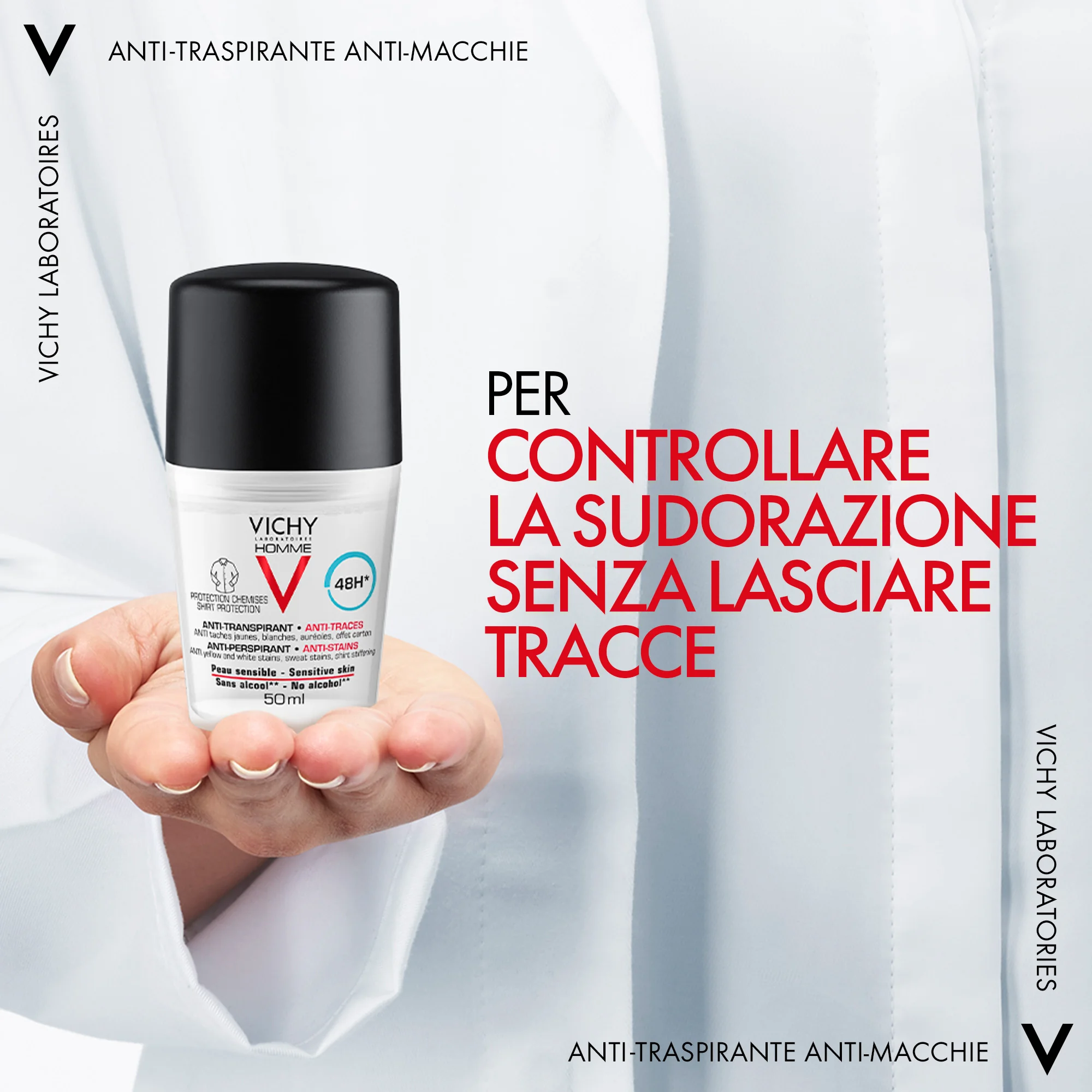 Vichy Homme Deodorante Anti Macchie 50 Ml Protezione duratura