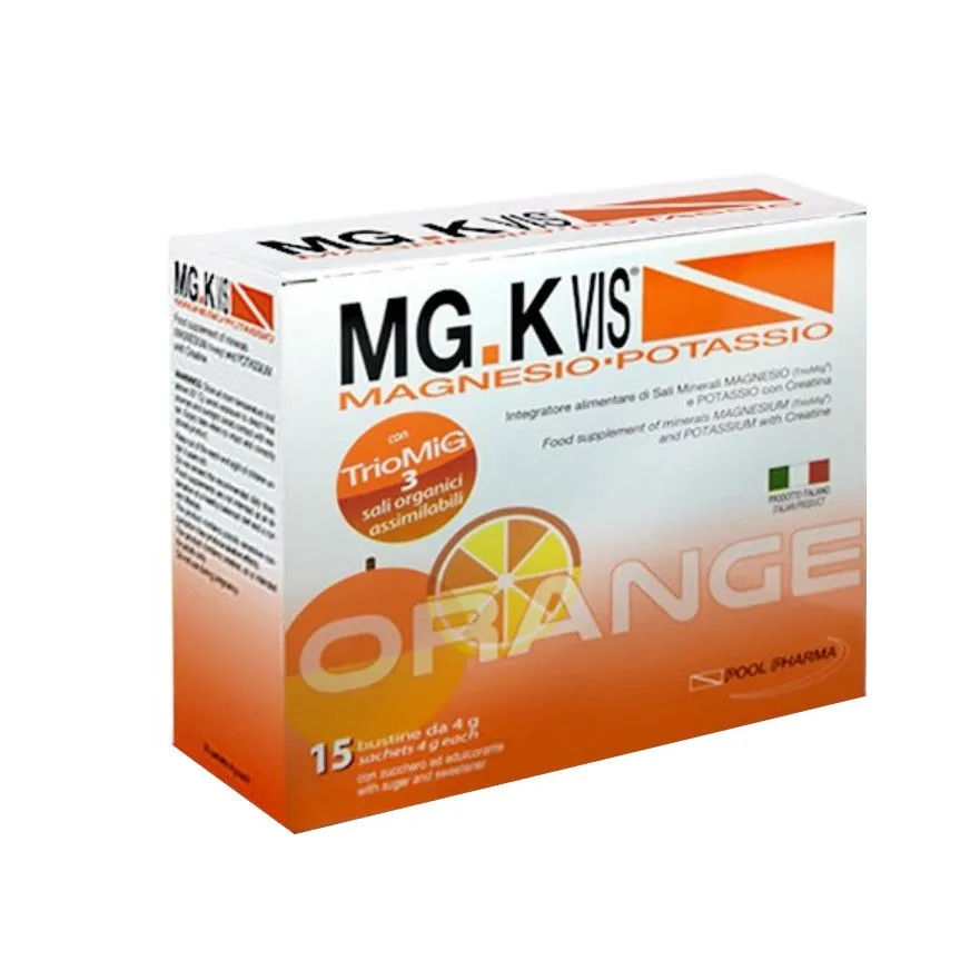 MG.K Vis Magnesio Potassio Arancia Zero Zuccheri Integratore Sali Minerali 15 Bustine 