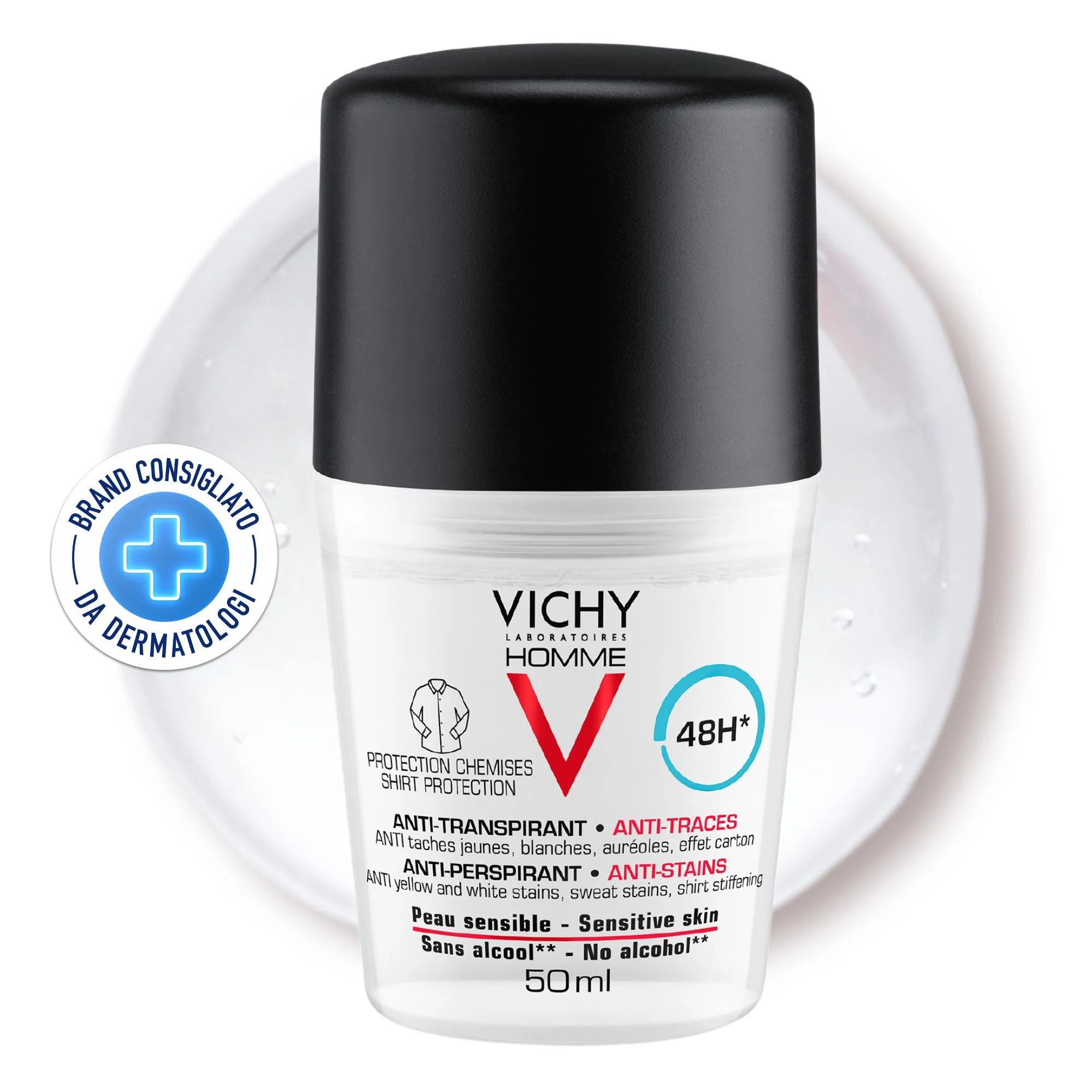 Vichy Homme Deodorante Anti Macchie 50 Ml Protezione duratura