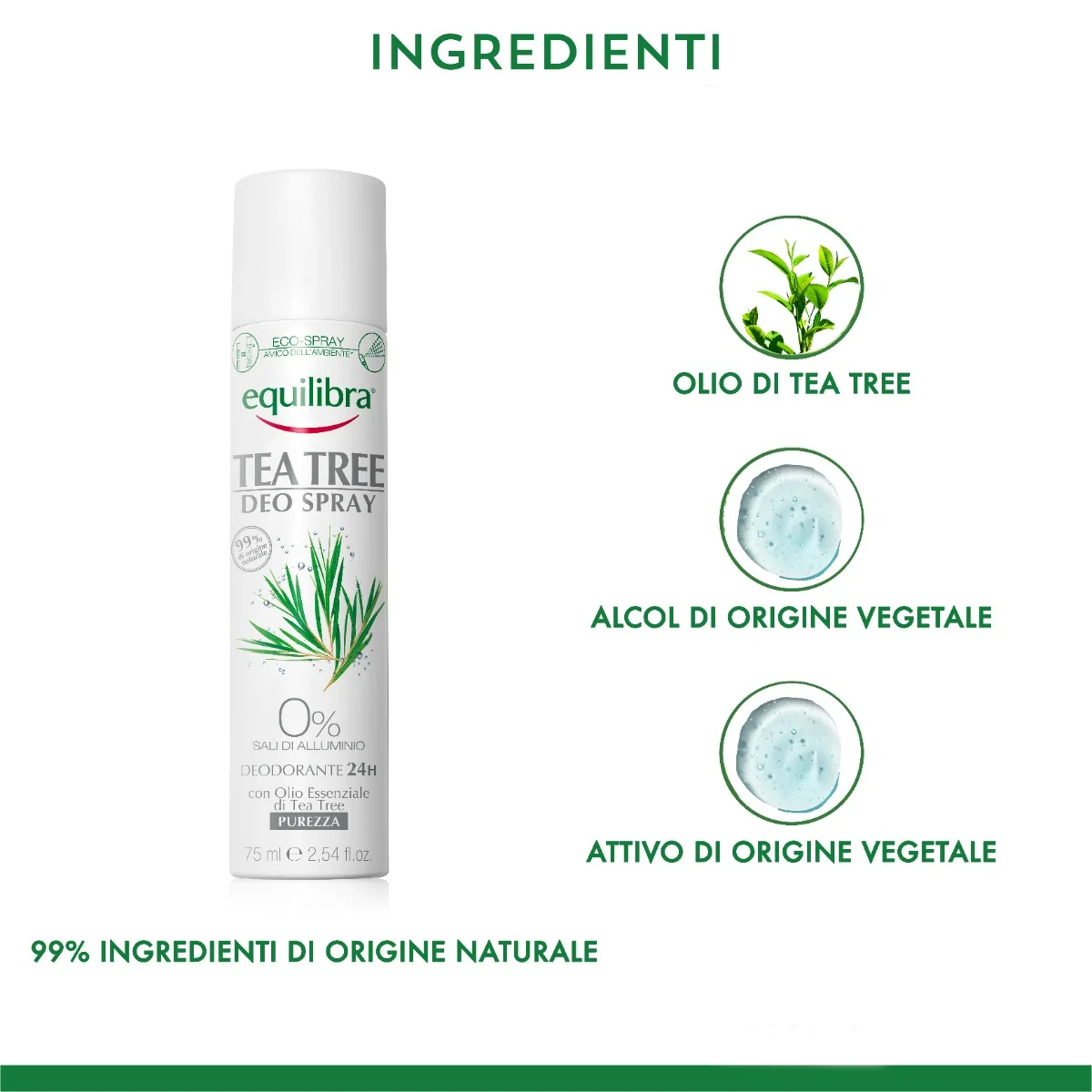 Equilibra Tea Tree Deo Spray 75 Ml Deodorante