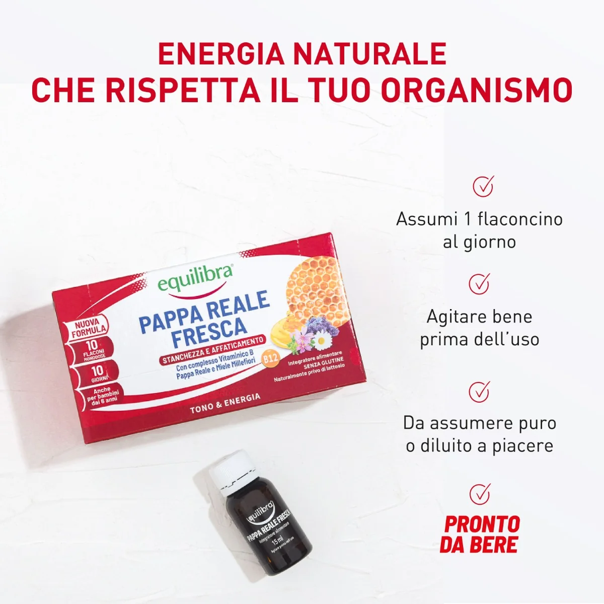 Equilibra Pappa Reale Fresca 10 Flaconi Integratore contro Stanchezza e Affaticamento