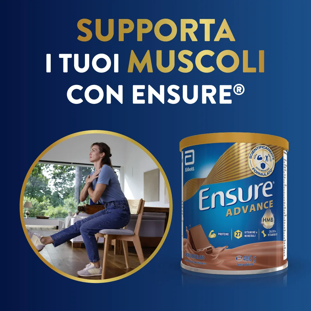 Ensure Advance  400 g Gusto Cioccolato Integratore Alimentare Proteico e Multivitaminico con HMB Formato polvere