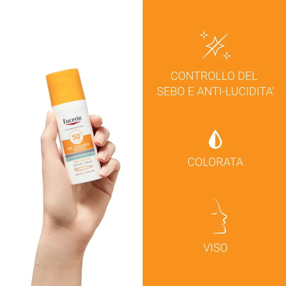 Eucerin Sun Oil Control Tinted Cream Spf50+ 50 Ml Protezione Viso Colorata