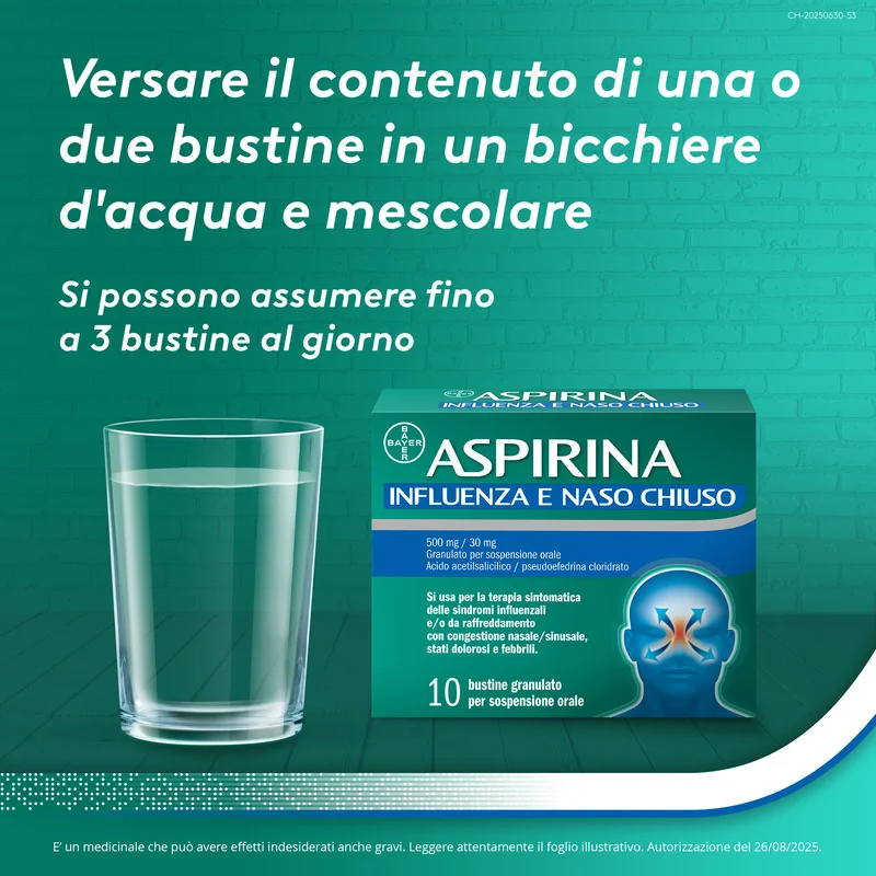 Aspirina Influenza e Naso Chiuso 10 Bustine Decongestionante