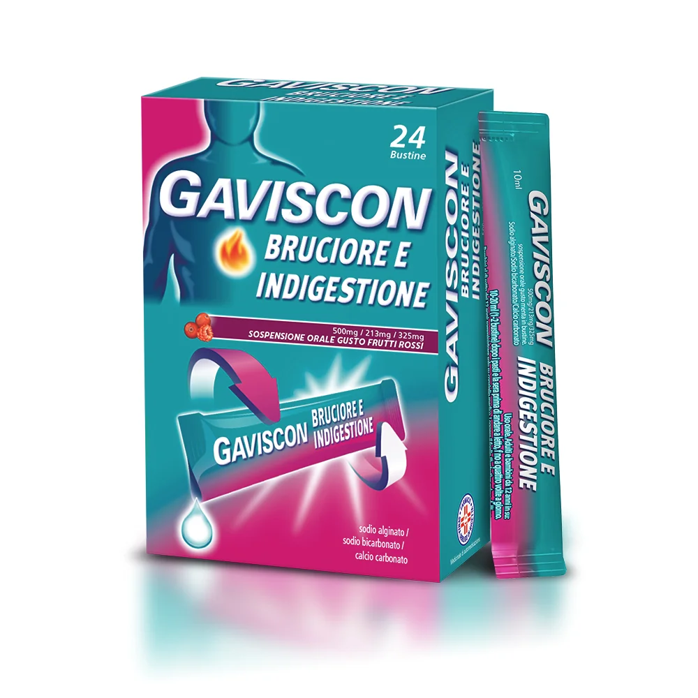 Gaviscon Bruciore E Indigestione 24Bs Gusto Frutti Rossi