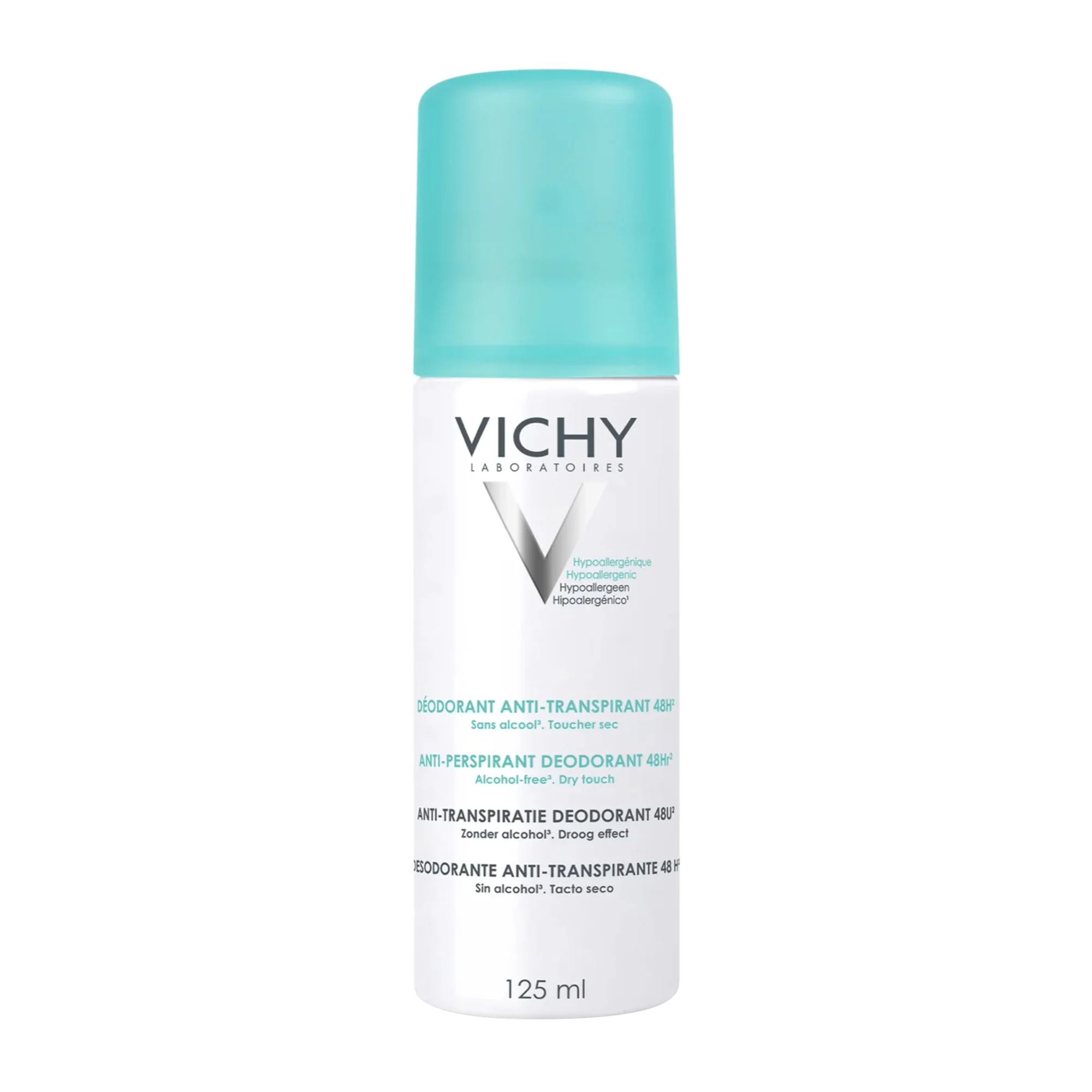 Vichy Deodorante Antitraspirante 48H, 125 Ml Per tutti i tipi di pelle