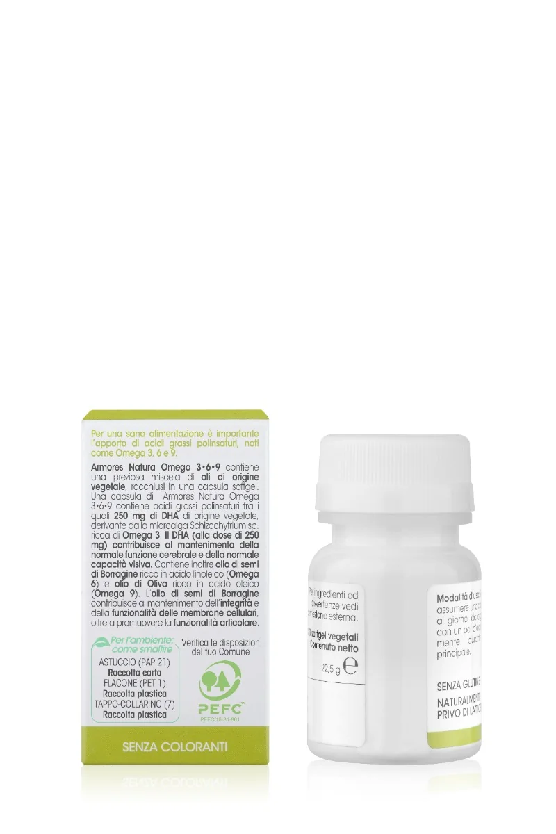 Armores Natura Omega 3-6-9 Integratore 30 Capsule Vegetali Softgel Acidi Grassi Essenziali