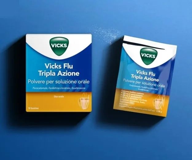 Vicks Flu Tripla Azione Polvere Paracetamolo 10 Bustine Per Influenza