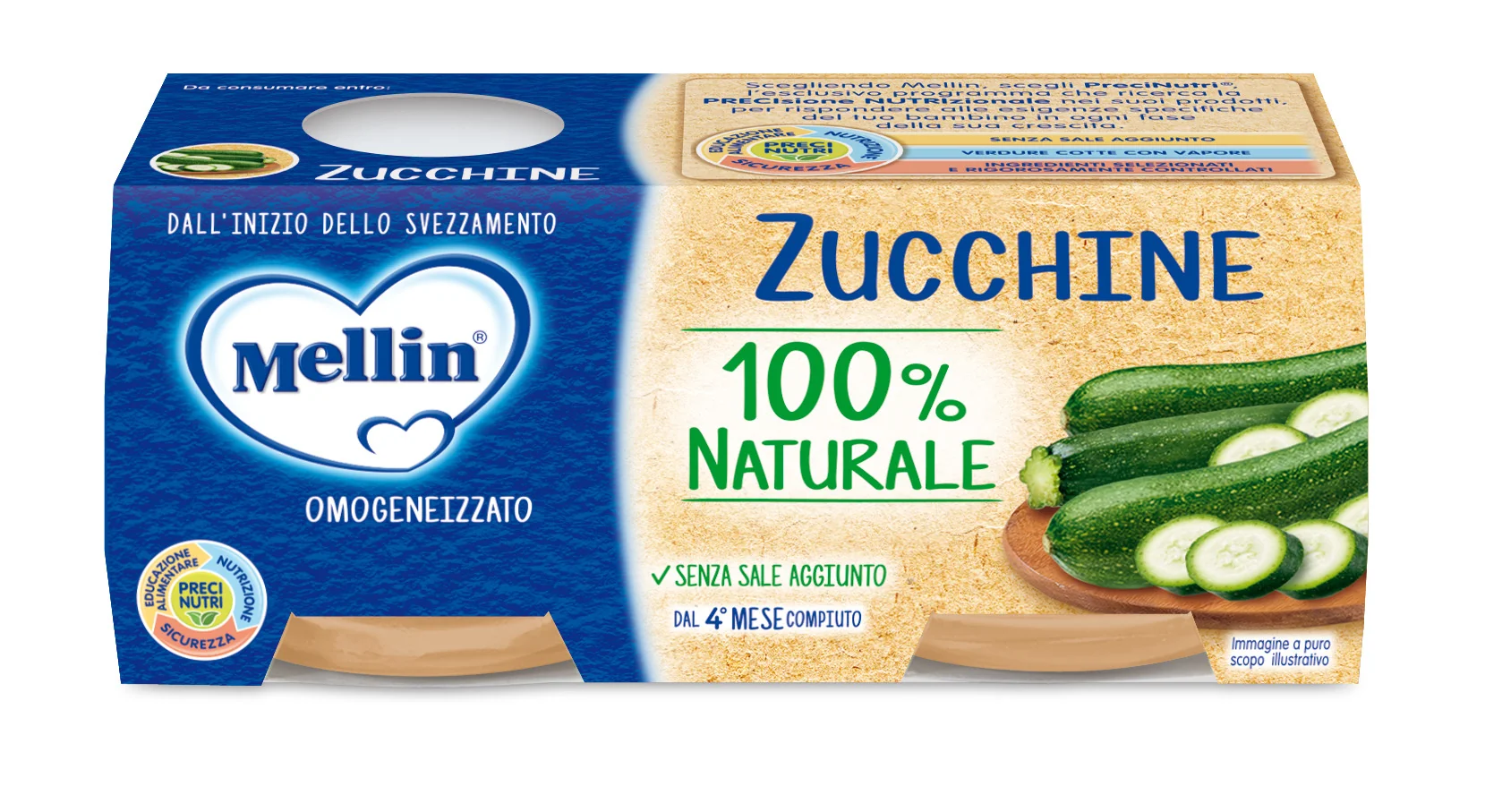 Mellin OMOGENEIZZATO Di Zucchine 2 X 80 G Alimento per bambini
