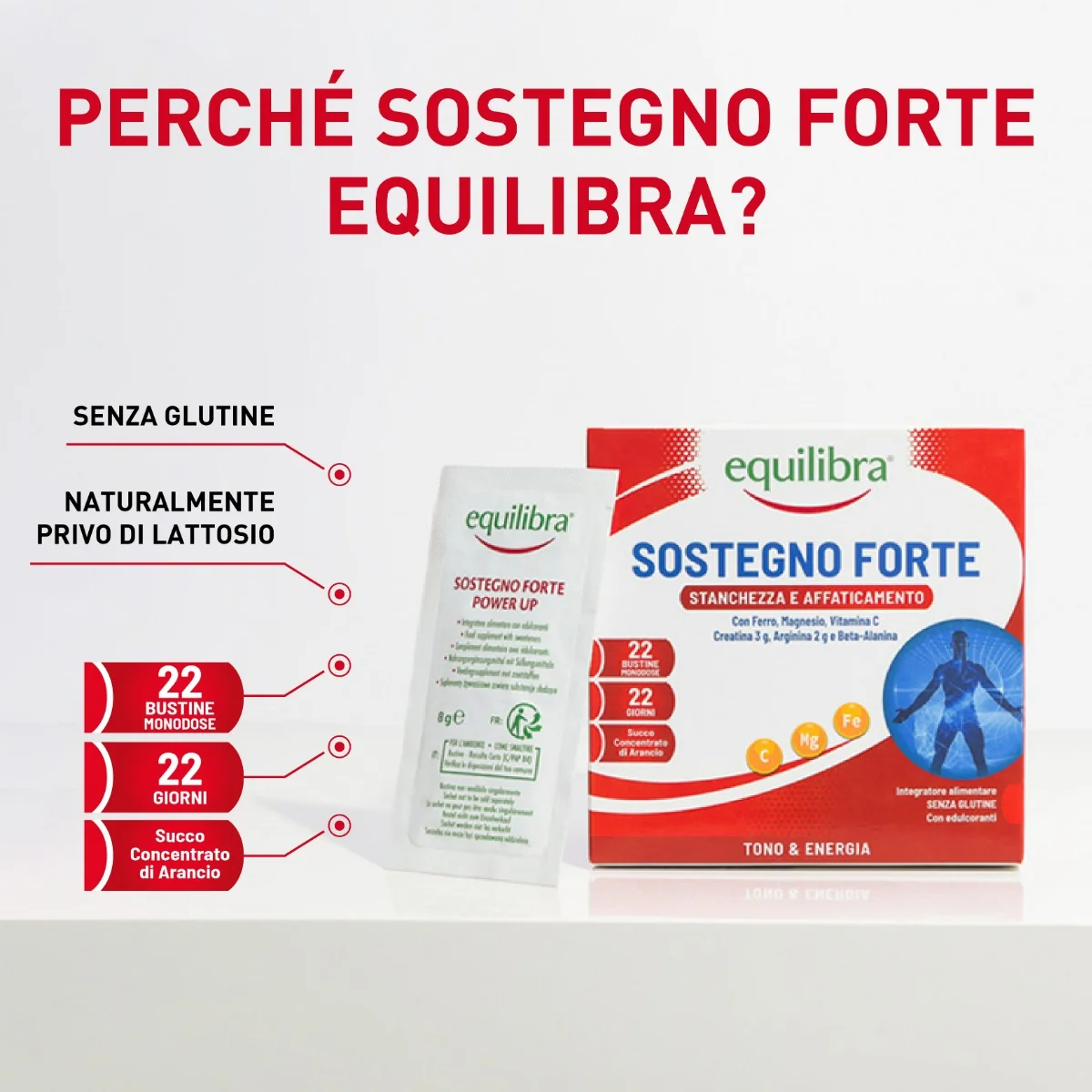 Equilibra Sostegno Forte 22 Bustine Integratore contro Stanchezza e Affaticamento