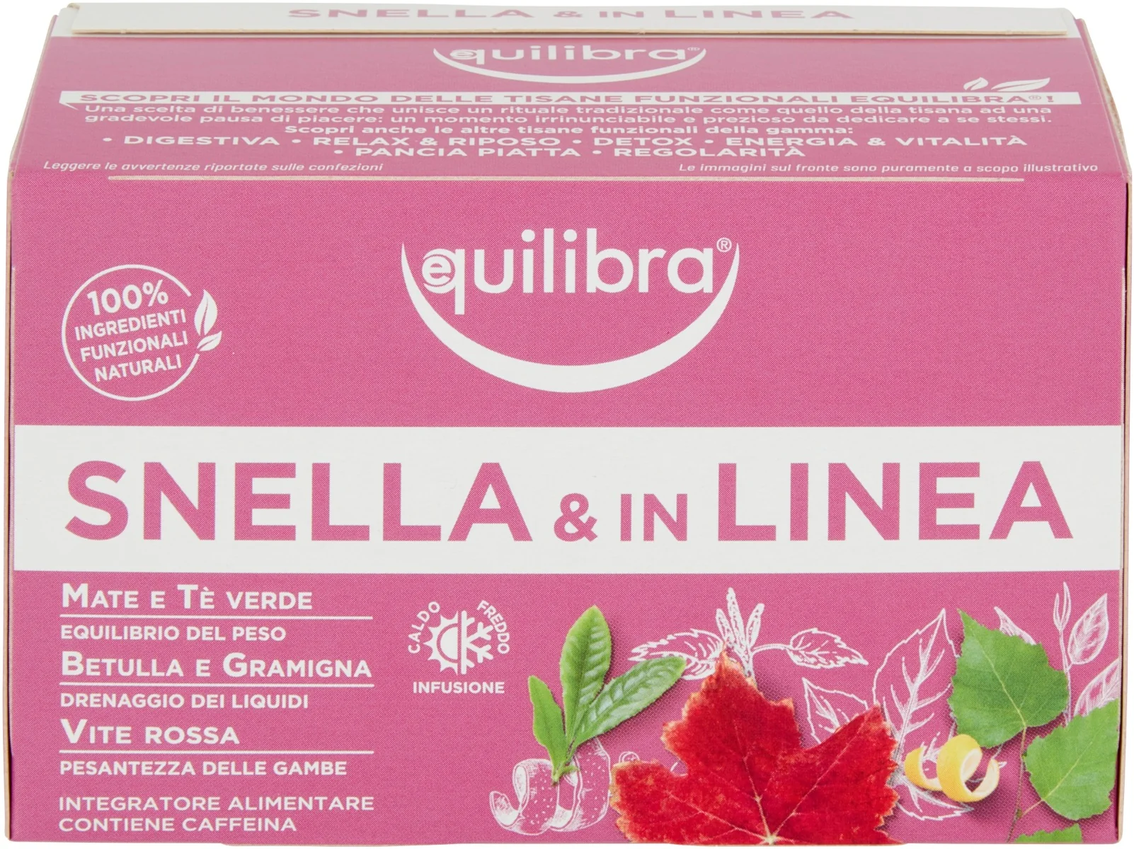 Equilibra Tisana Snella e in Linea 15 Filtri Tè Verde Betulla Vite Rossa