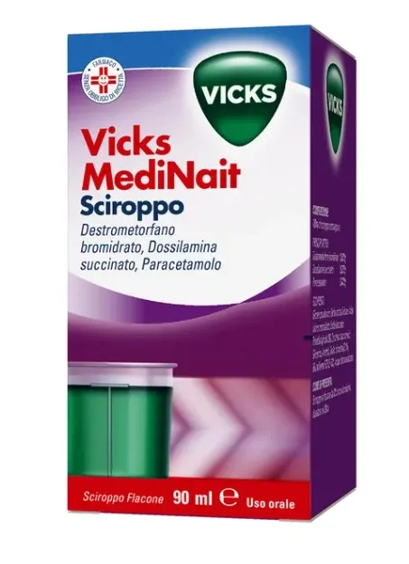 Vicks MediNait Sciroppo 90 ml Trattamento Raffreddore e Influenza