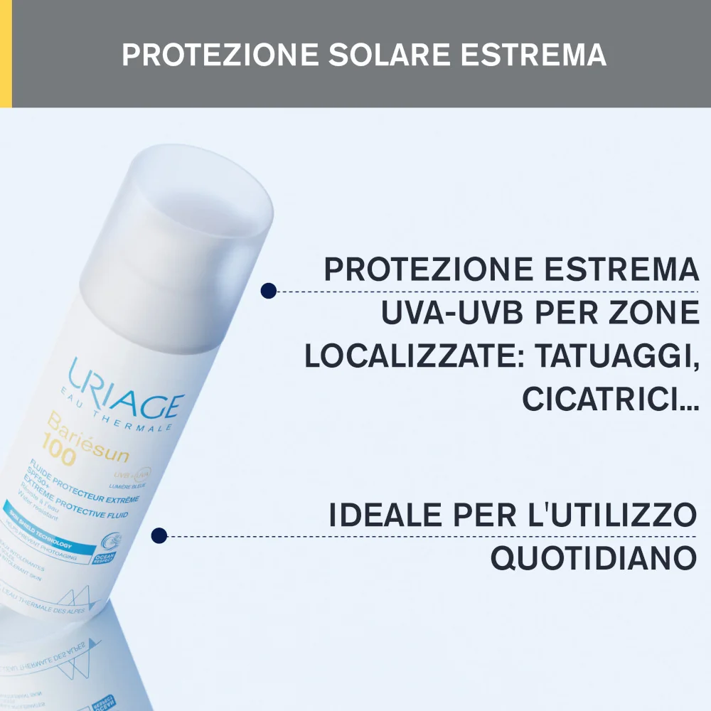 Uriage Barièsun Fluido 100 SPF 50+ Protezione Solare Estrema Viso 50 ml Fluido Protettivo