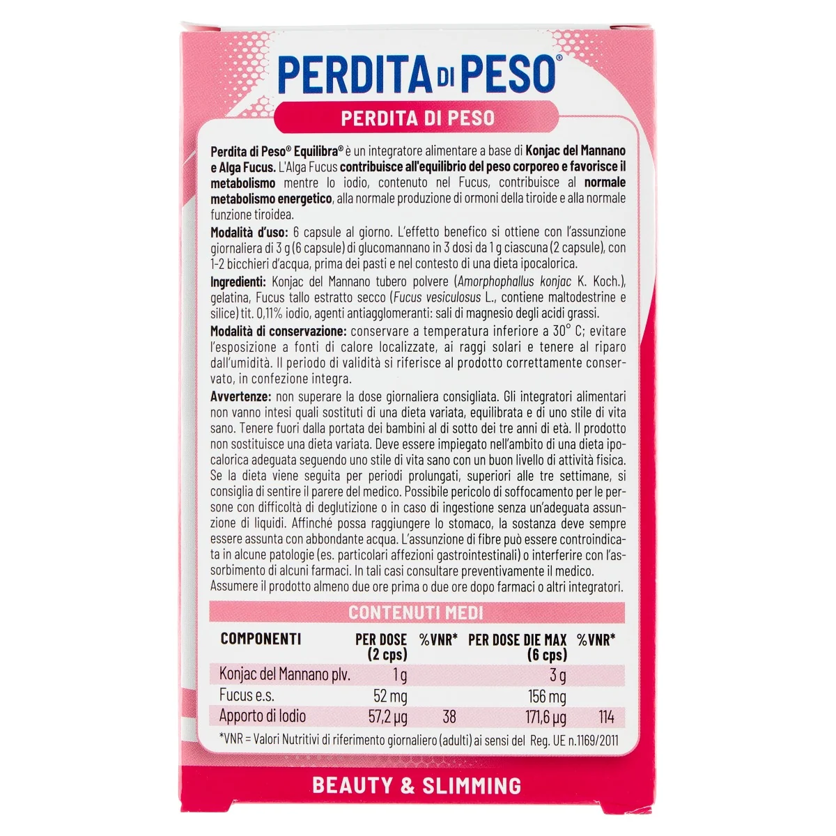 Equilibra Perdita di peso 60 capsule Integratore per il controllo del peso