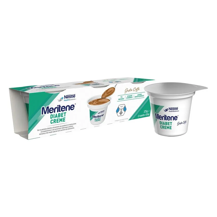 Meritene Diabet Creme Caffè Dessert Ipercalorico e Iperproteico 3x125 g Supplemento Ipercalorico