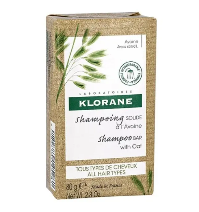 Klorane Shampoo Solido all'Avena Ultra Delicato - Tutti i Tipi di Capelli 80 g