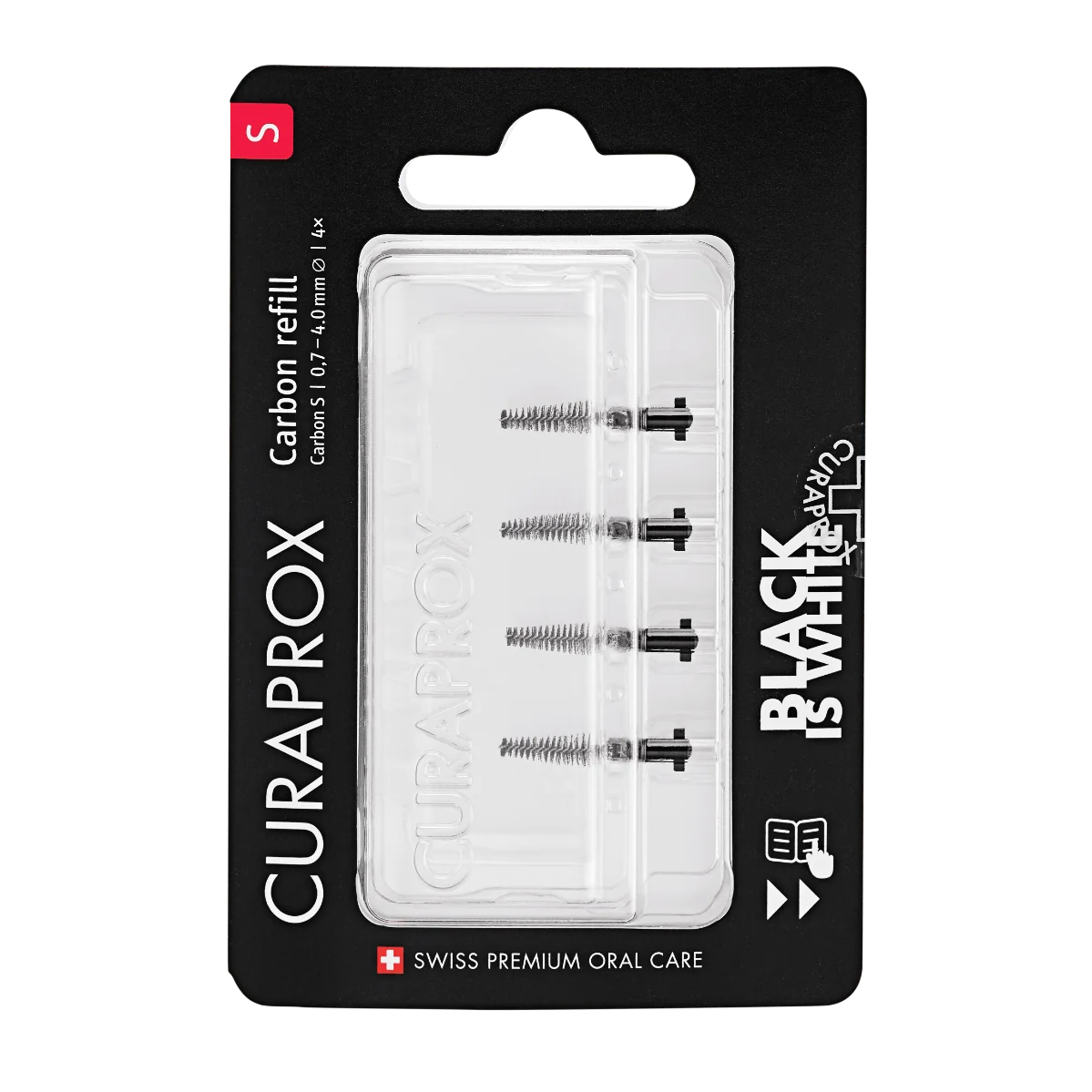 Curaprox Black Is White Carbon S Refill 4 pezzi Scovolino Interdentale