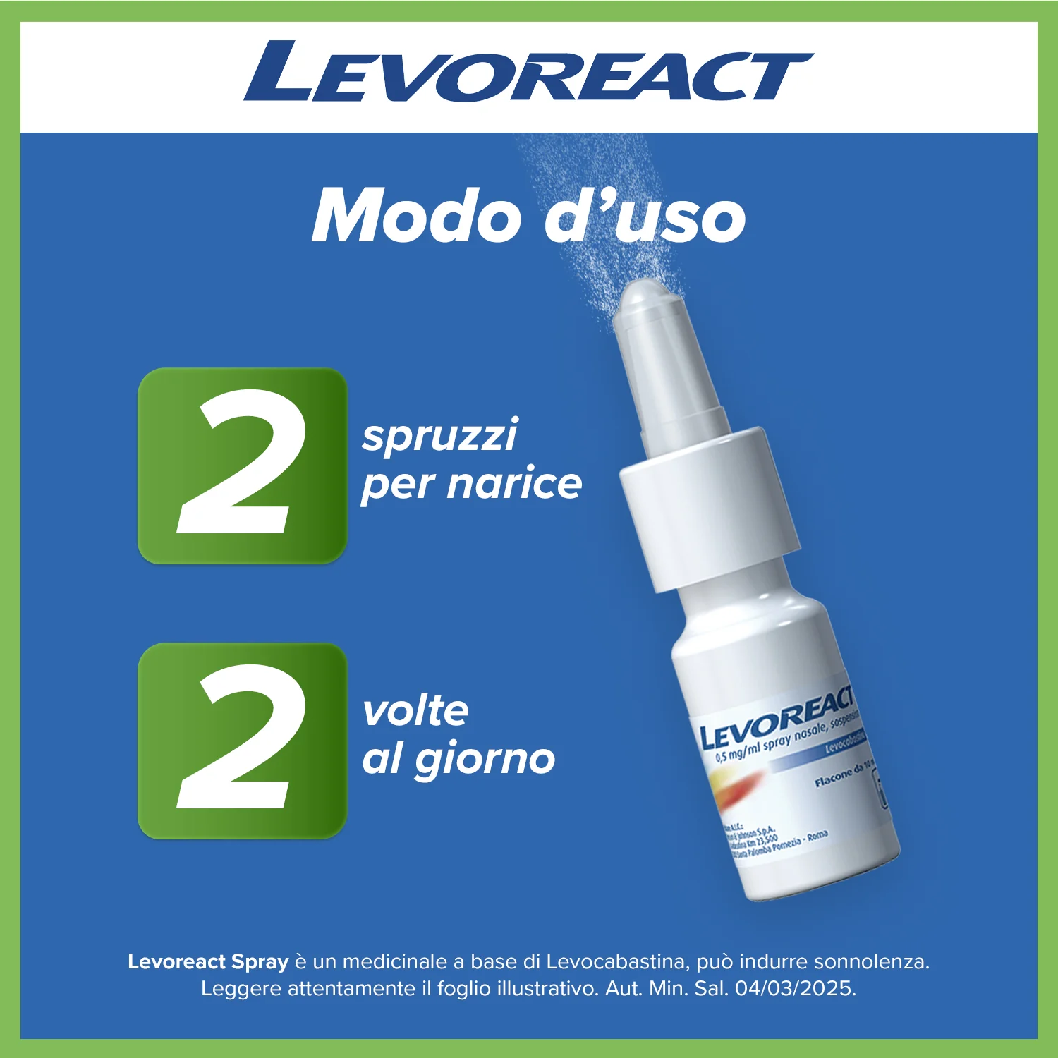 Levoreact Spray Nasale 10 Ml Antistaminico