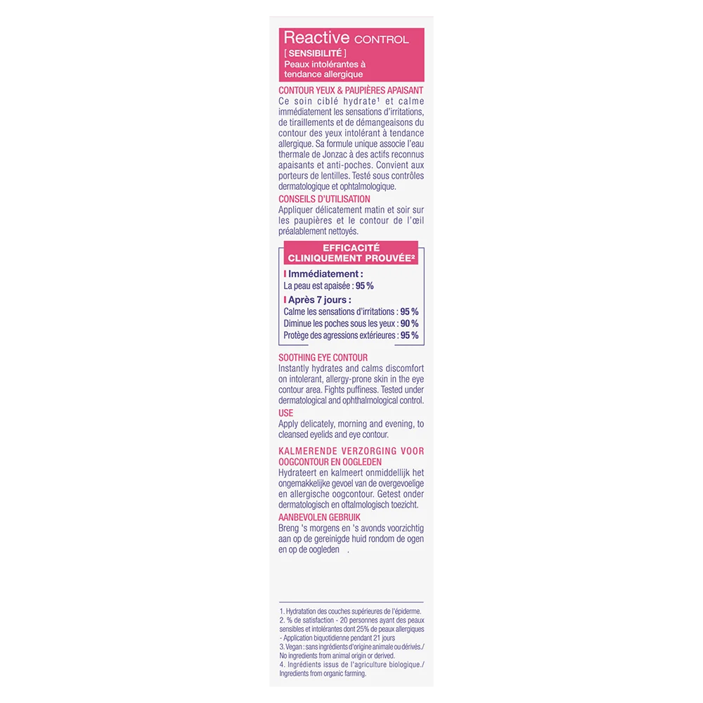 Jonzac Reactive Control Contorno Occhi 15 Ml Azione Lenitiva