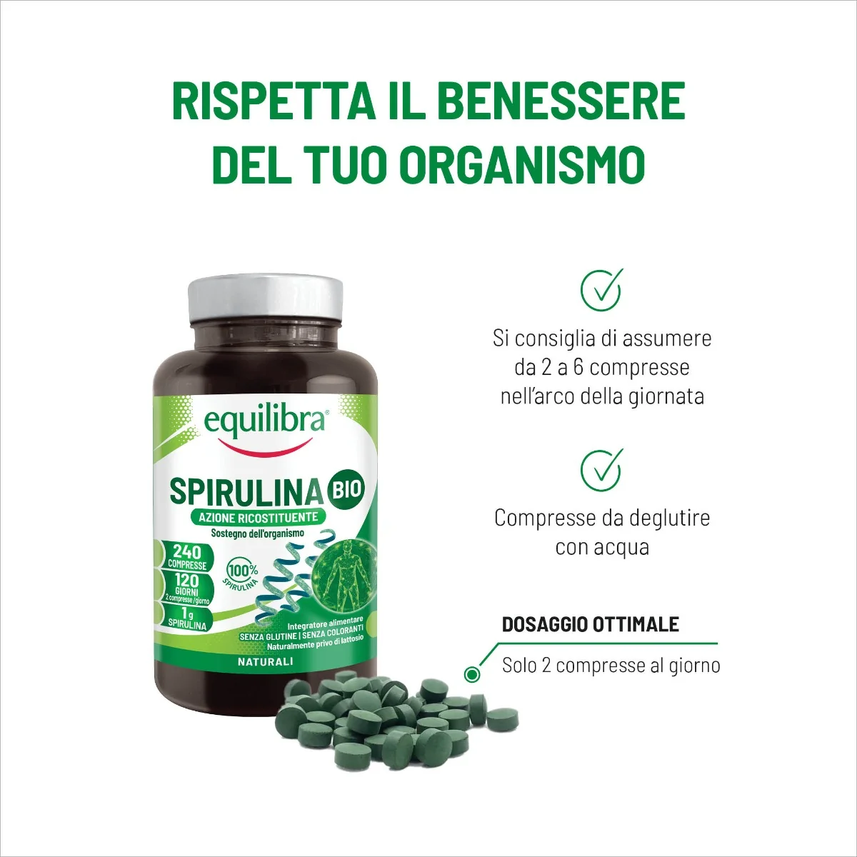 Equilibra Spirulina Bio 240 Compresse Senza Glutine