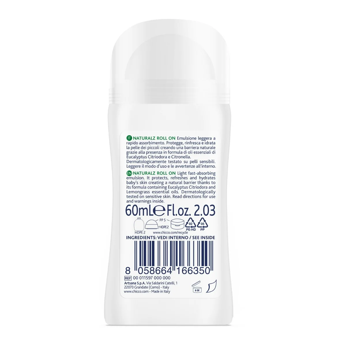 Chicco Roll on Citronella Naturalz 60 ml Antizanzare