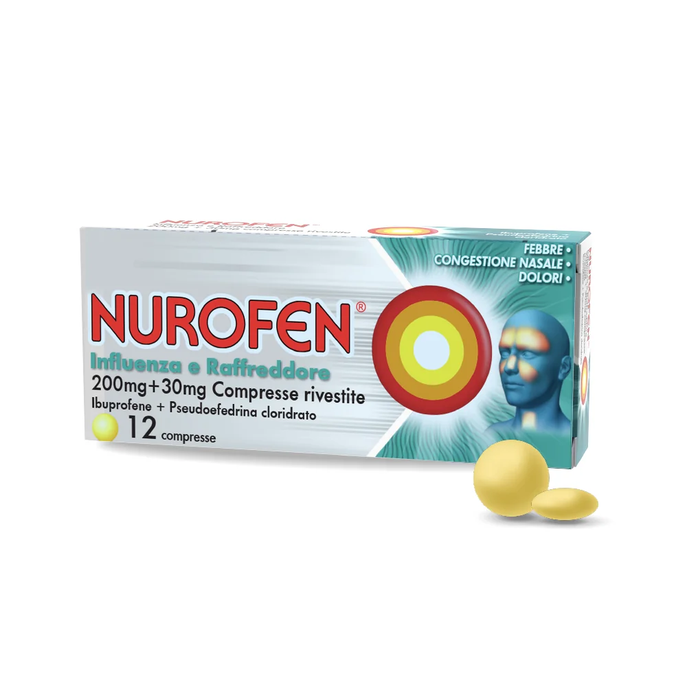 Nurofen Influenza e Raffreddore 200 mg + 30 mg 12 Compresse Rivestite