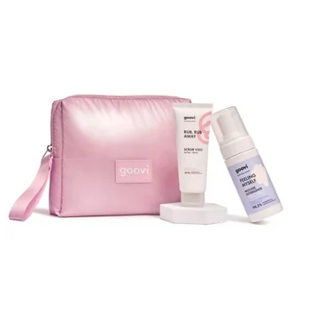Goovi Cofanetto Detersione 2025 Scrub viso 75 ml + Mousse detergente 100 ml + Pochette riutilizzabile