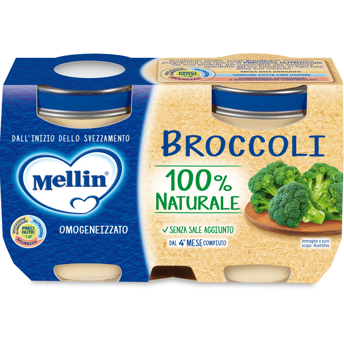 Mellin Omogeneizzato Broccoli 2X125G Alimento per Bambini