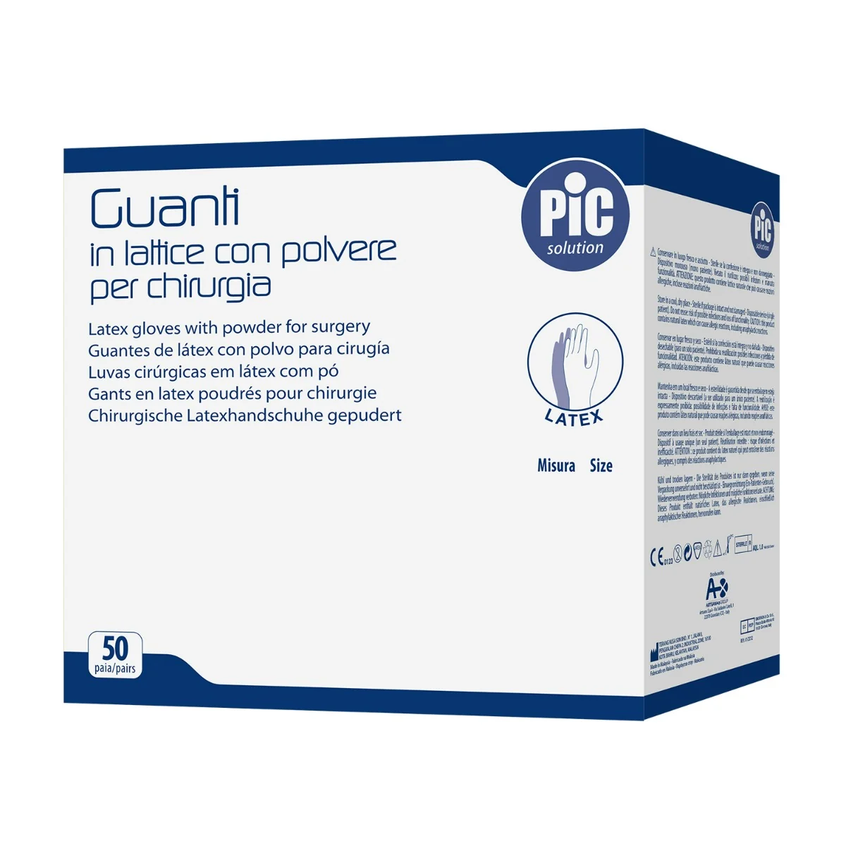 Pic Guanto Chirurgico Sterile Con Polvere Misura 7,5 Talcati con Amido Vegetale