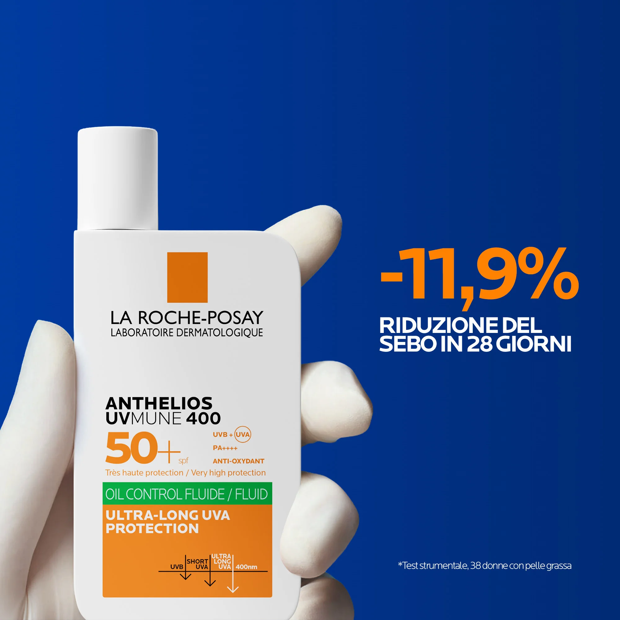 La Roche-Posay Anthelios UVMune 400 Fluido Oil Control SPF50+ 50 ml Solare Viso Ideale per la pelle grassa