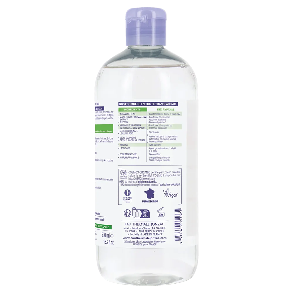 Jonzac Acqua Micellare Purificante Pure 500 Ml Detergente e Struccante