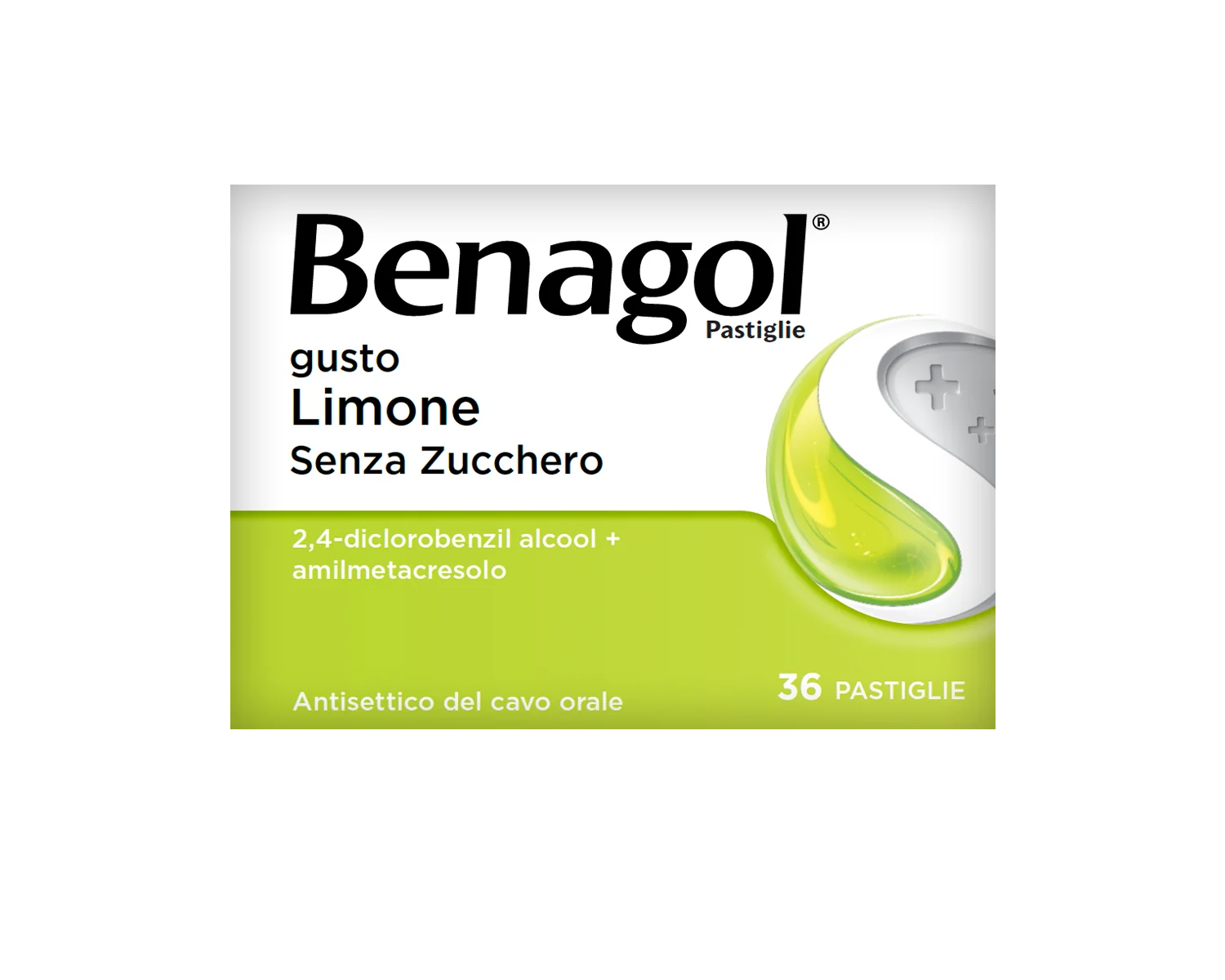 Benagol Limone Senza Zucchero Antisettico Cavo Orale 36 Pastiglie Contro il Mal di Gola