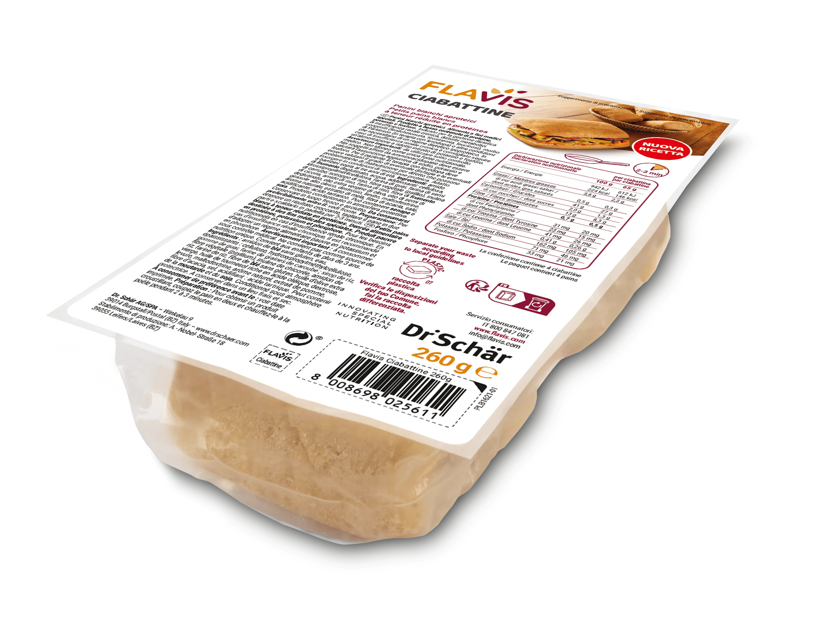 Flavis Ciabattine Panini Bianchi Aproteici 260 g