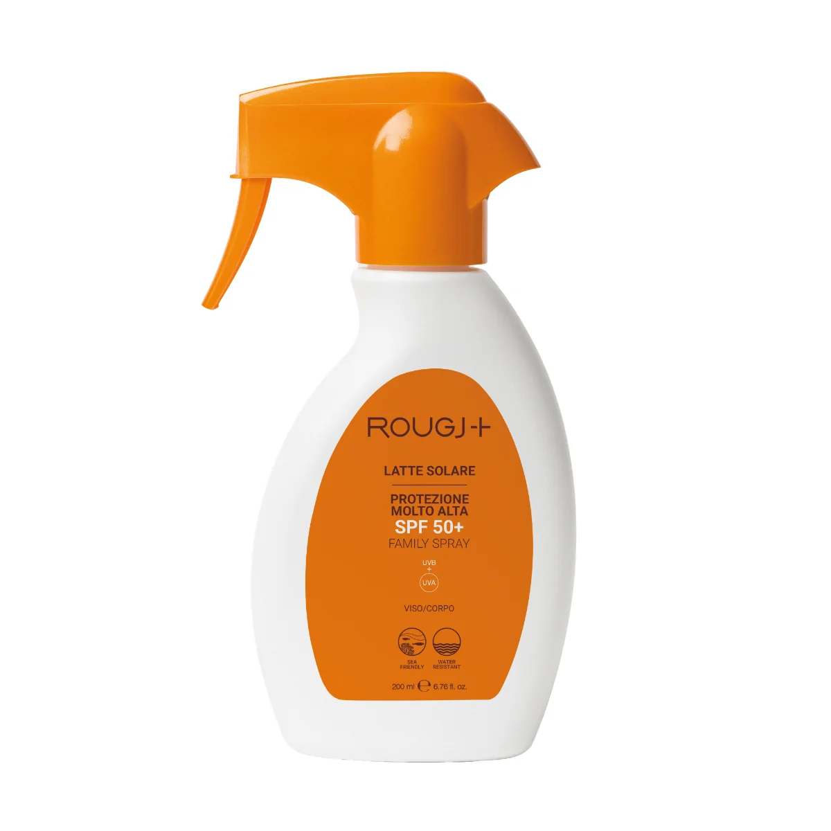 Rougj Latte Solare Spray Trigger SPF50+ 200 ml Protezione famiglia viso-corpo