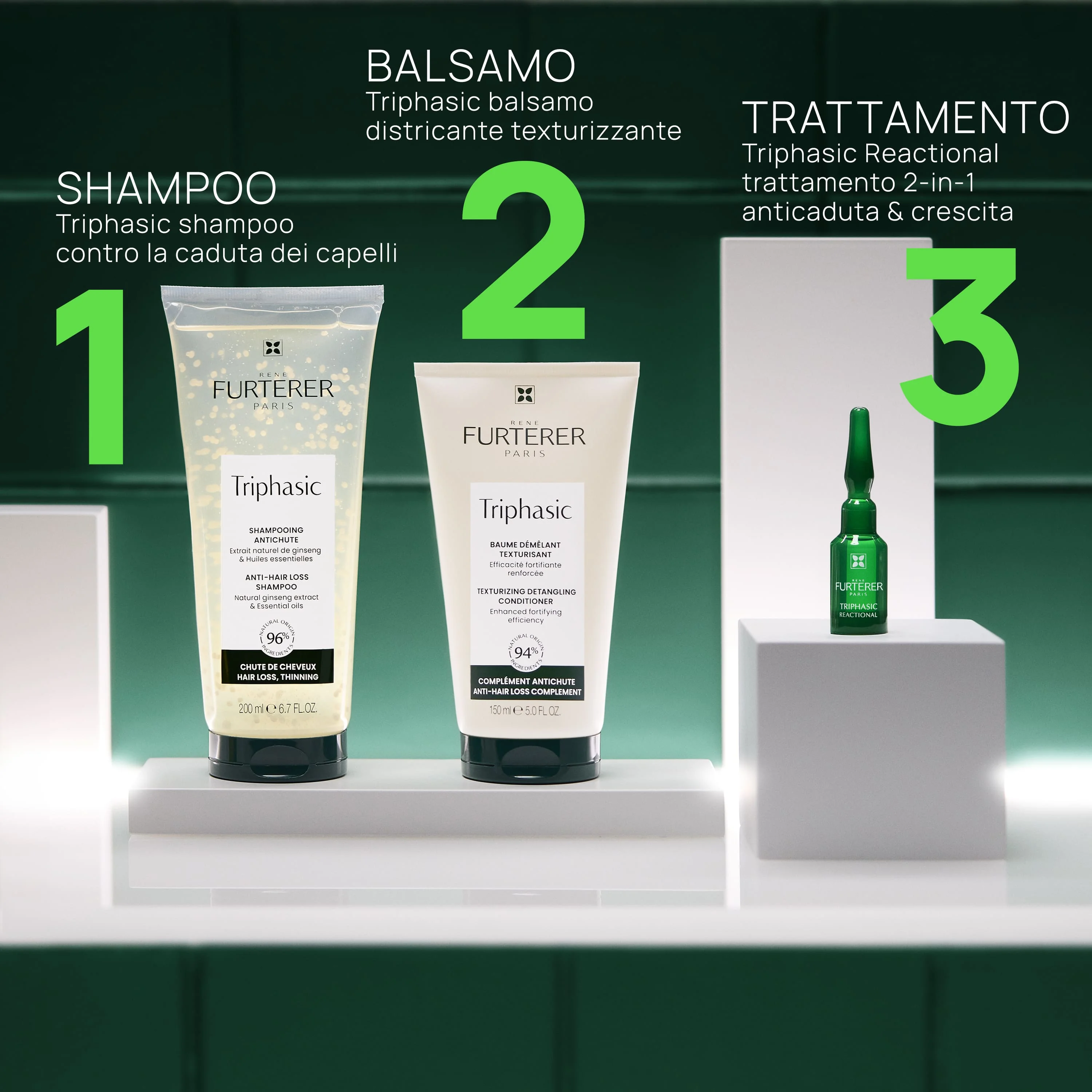 René Furterer Triphasic Reactional Trattamento 2-in-1 Anticaduta & Crescita 12 unità Caduta Reazionale