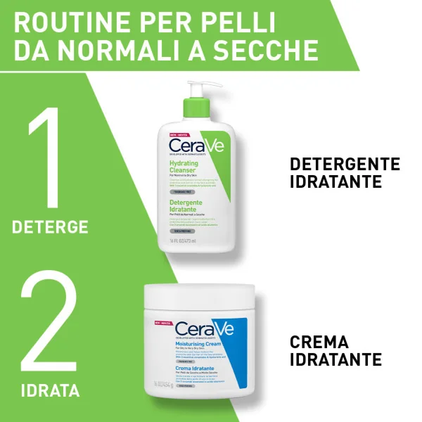 Cerave Detergente Idratante 473 Ml Pelle da Normale a Secca con Acido Ialuronico