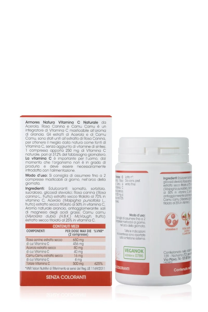 Armores Natura Vitamina C Naturale 60 Compresse Masticabili Per il Sistema Immunitario