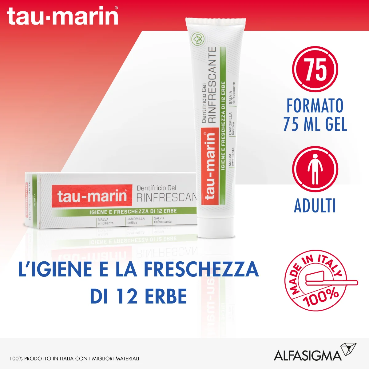 Tau-Marin Dentifricio Rinfrescante Adulti 75 ml Alle 12 Erbe