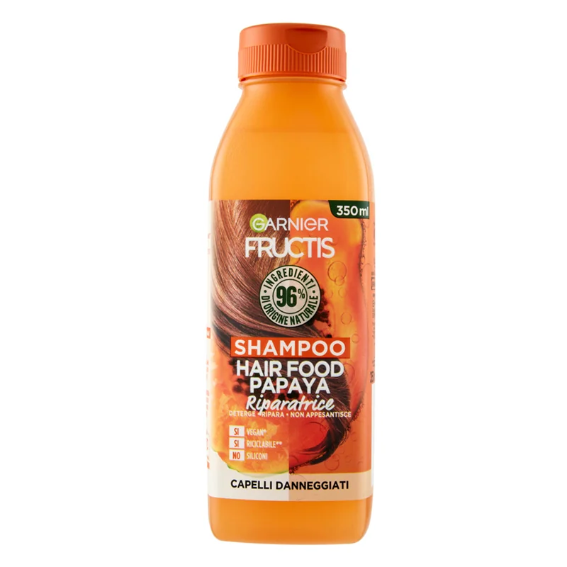 Garnier Fructis Hair Food Shampoo Papaya Riparatrice 350 ml Capelli danneggiati