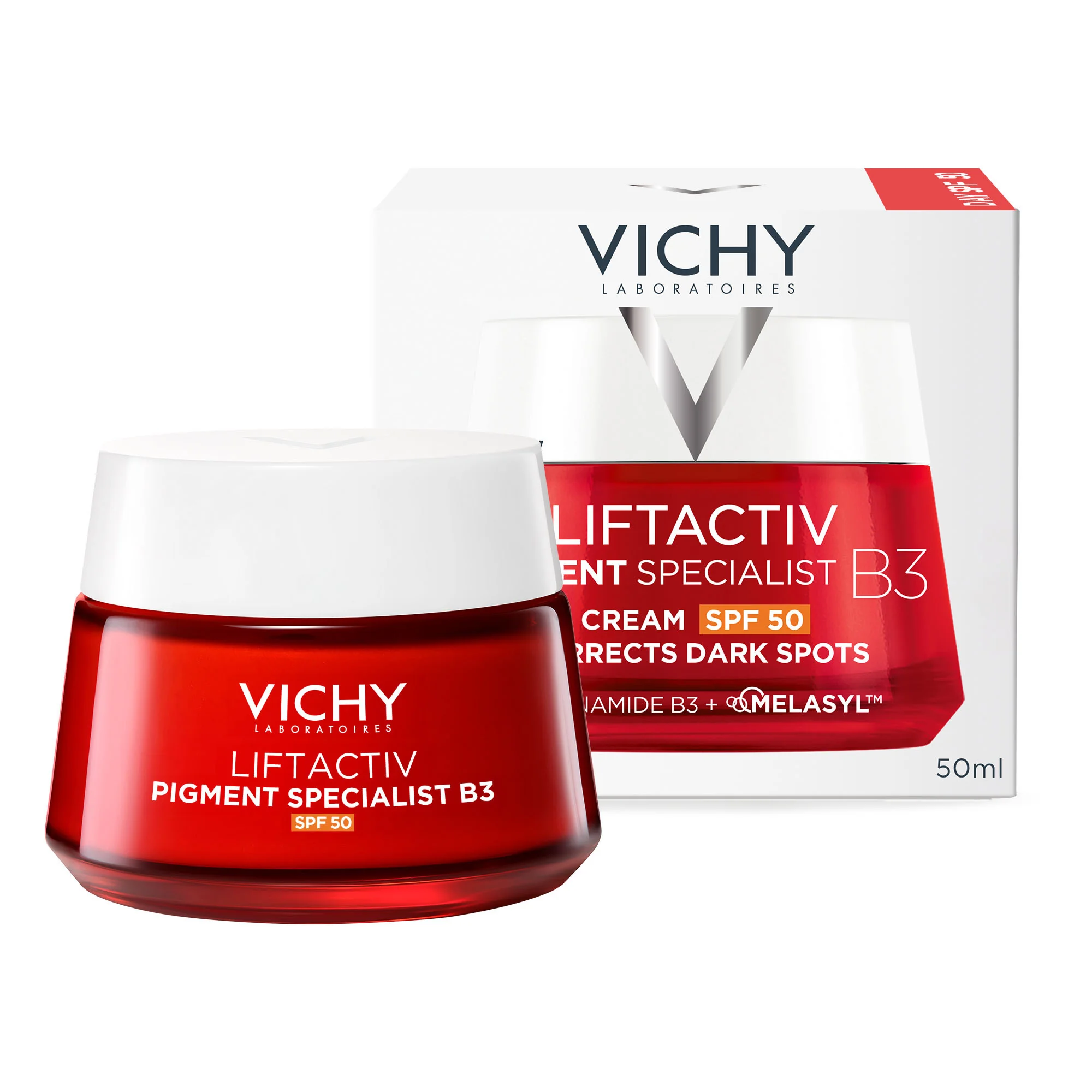 Vichy Liftactiv Crema Viso B3 SPF50, 50 Ml Anti-Macchie