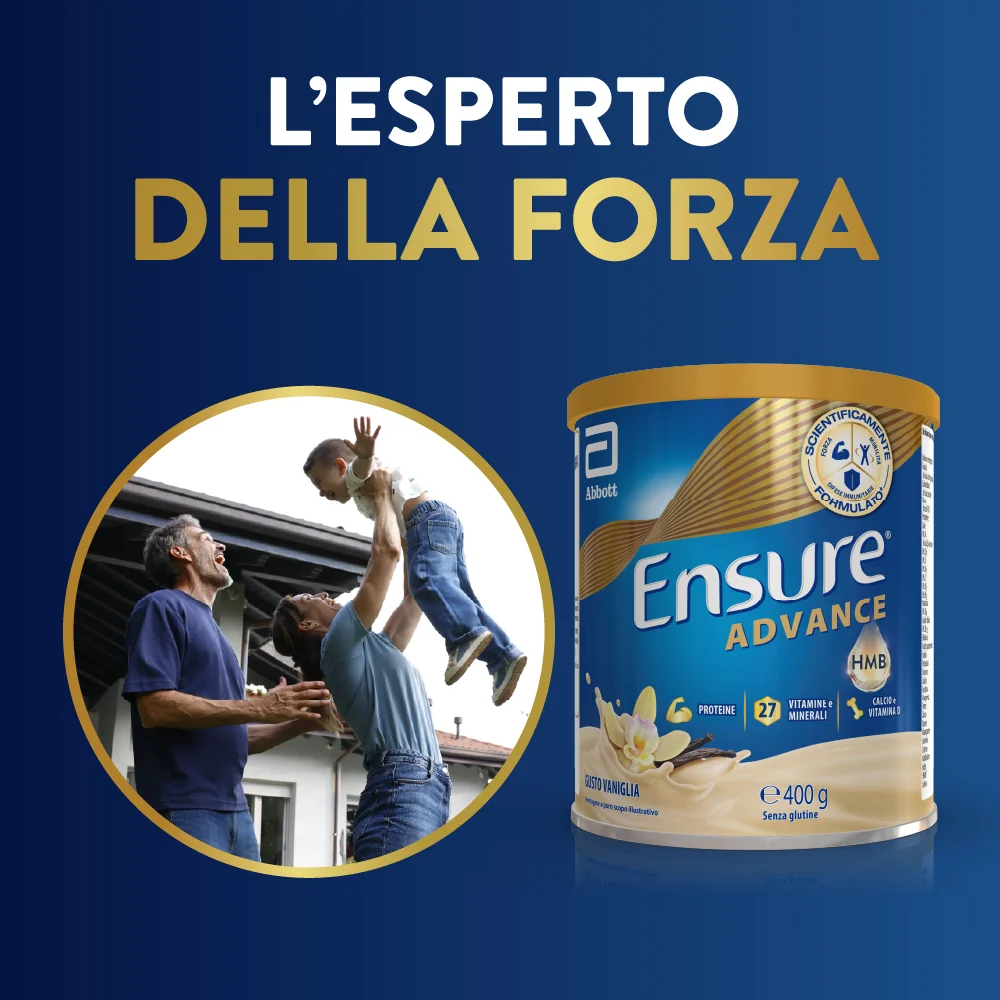 Ensure Advance 400 g Gusto Vaniglia Integratore alimentare proteico e multivitaminico in polvere con HMB