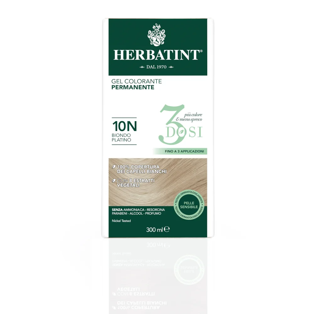 Herbatint Tintura Capelli Gel Permanente 3Dosi 10N Biondo Platino 300 ml