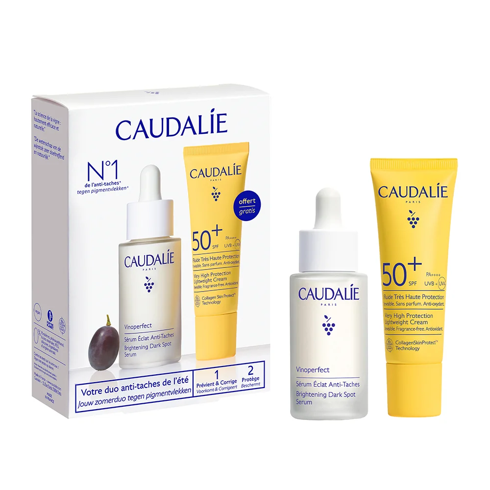Caudalie Cofanetto Vinoperfect & Solare Siero Illuminante Antimacchie 30 ml + 1 Fluido Altissima Protezione SPF 50+ 20 ml